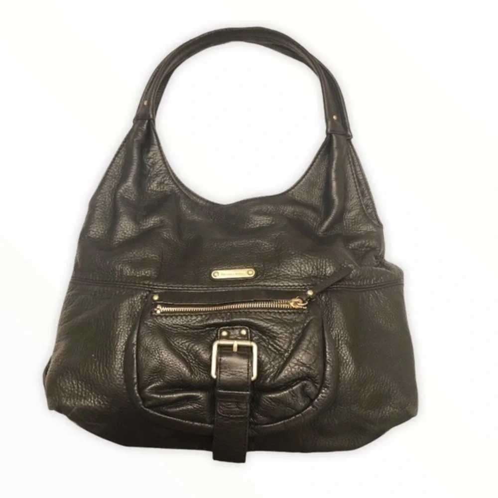 Michael kors black leather hobo bag purse